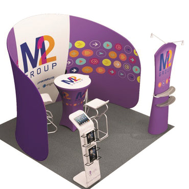 10 x 10 Trade Show Booth Display with Cocktail Table- M2