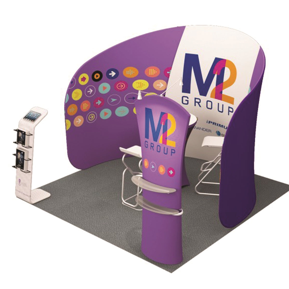 10 x 10 Trade Show Booth Display with Cocktail Table- M2