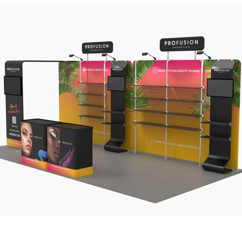 10 X 20 Ft Merchandiser Trade Show Booth with Shelving