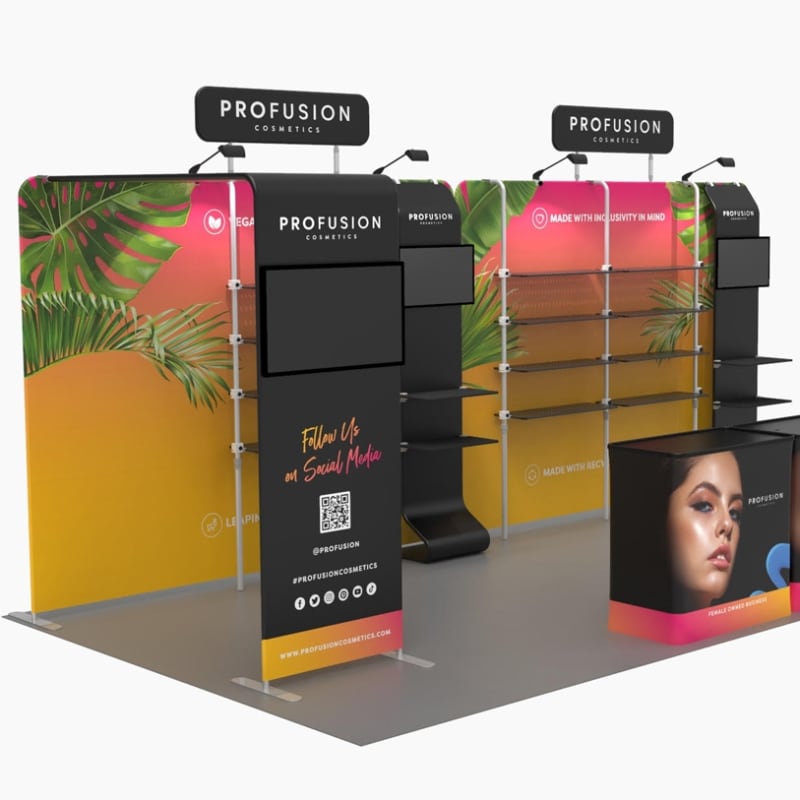 10 X 20 Ft Merchandiser Trade Show Booth with Shelving