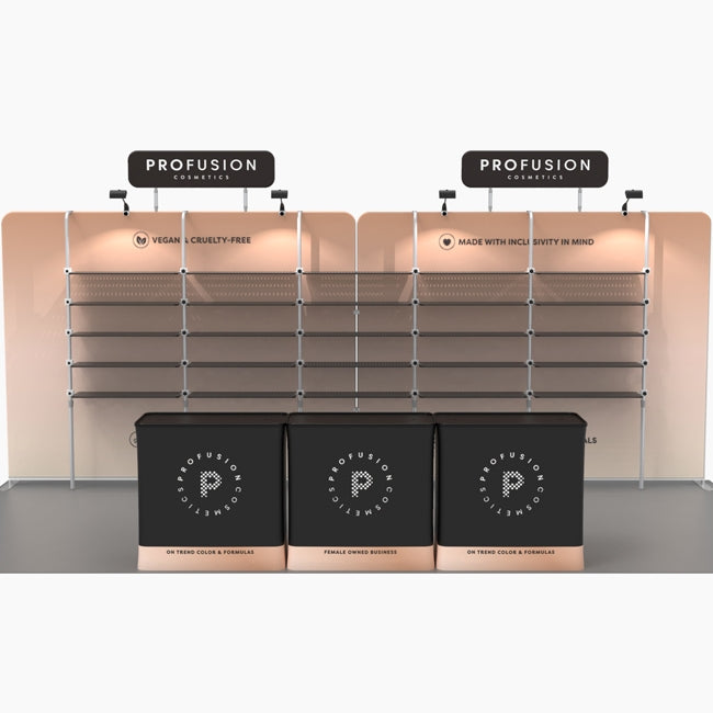 10 X 20 Merchandising Display with 5 Racks of Shelving