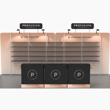 10 X 20 Merchandising Display with 5 Racks of Shelving