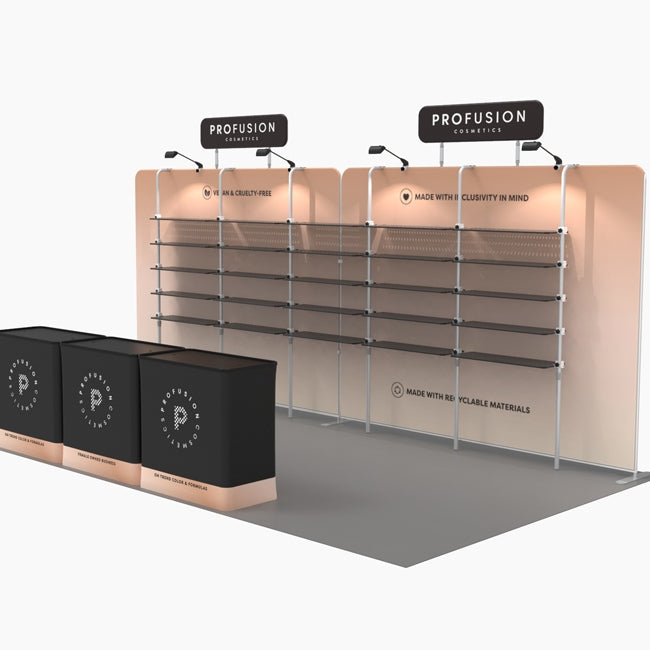 10 X 20 Merchandising Display with 5 Racks of Shelving