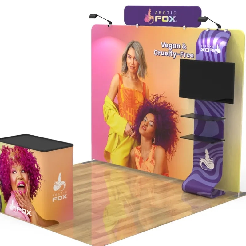 10 X 10 ft. Bridge with Shelving and Monitor Stand with Header