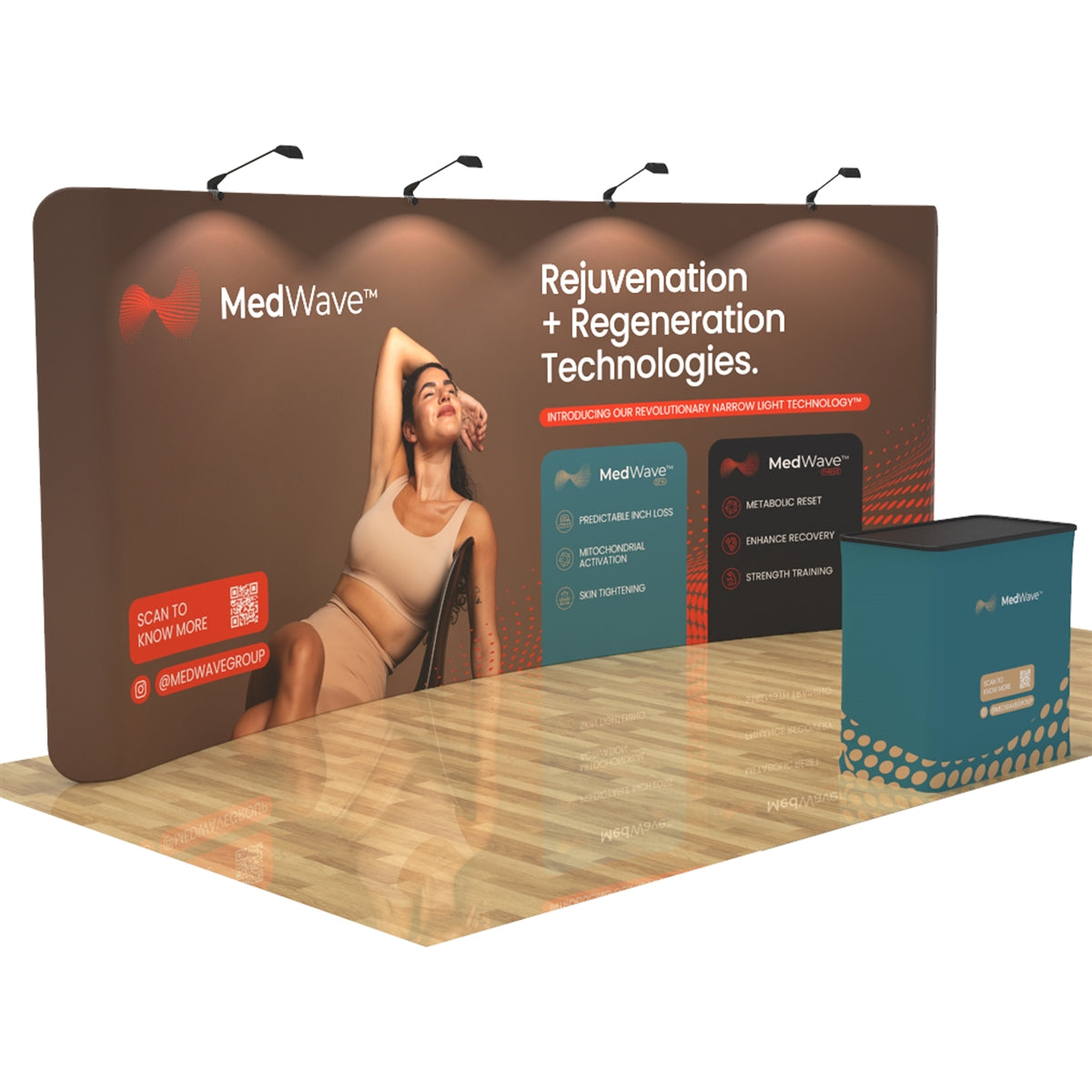 10 X 20 Ft Curved Trade Show Booth with Podium- Med Wave