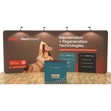 10 X 20 Ft Curved Trade Show Booth with Podium- Med Wave
