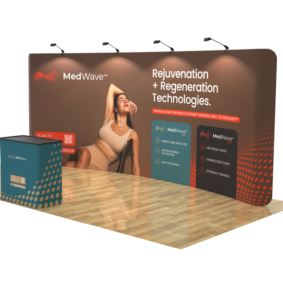 10 X 20 Ft Curved Trade Show Booth with Podium- Med Wave