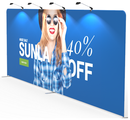 10ft Tall X 20 Ft Wide Tension Fabric Display- Sunla