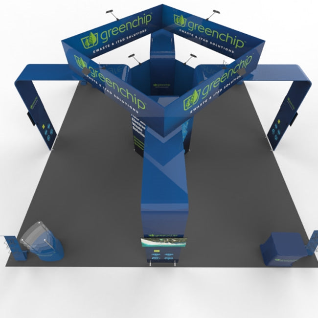 20 x 20ft Trade Show Booth - 12ft Tall Green Chip