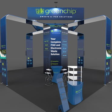 20 x 20ft Trade Show Booth - 16ft Tall Green Chip