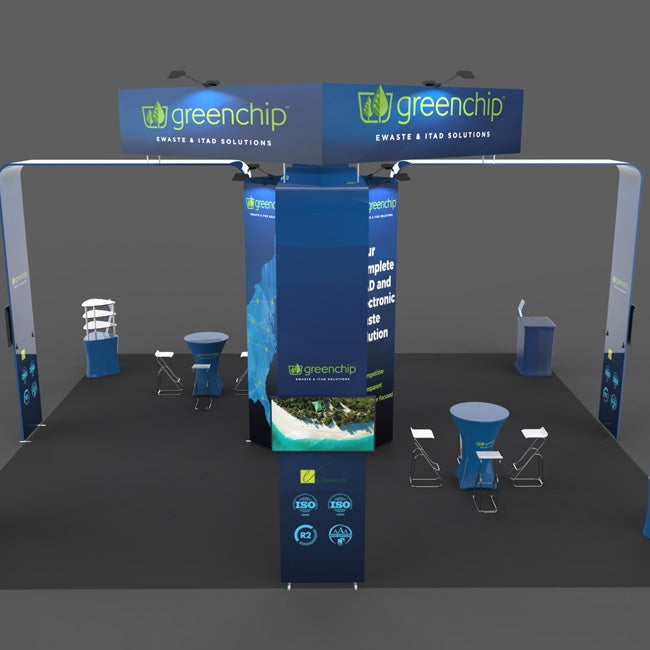 20 x 20ft Trade Show Booth - 16ft Tall Green Chip