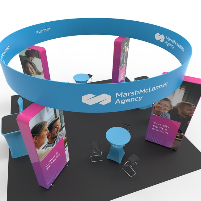 20x20 Tension Fabric Display with Over Head Sign