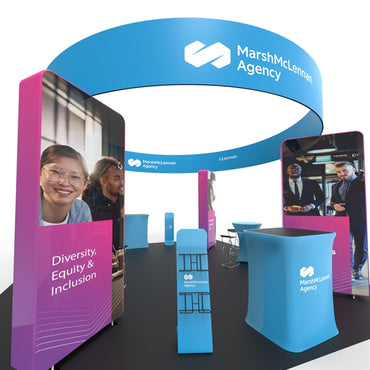 20x20 Tension Fabric Display with Over Head Sign