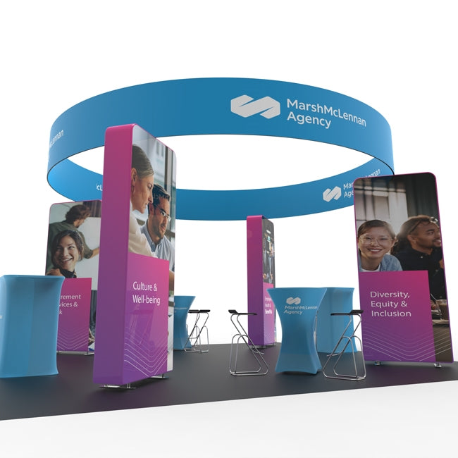 20x20 Tension Fabric Display with Over Head Sign