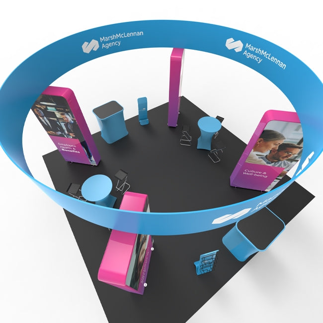 20x20 Tension Fabric Display with Over Head Sign