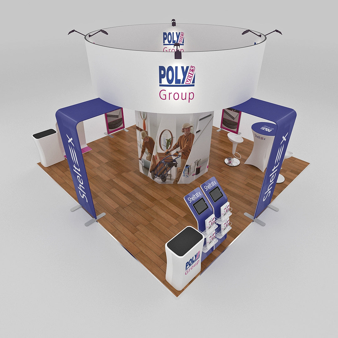 Island Trade Show Display with Overhead Sign - Galina