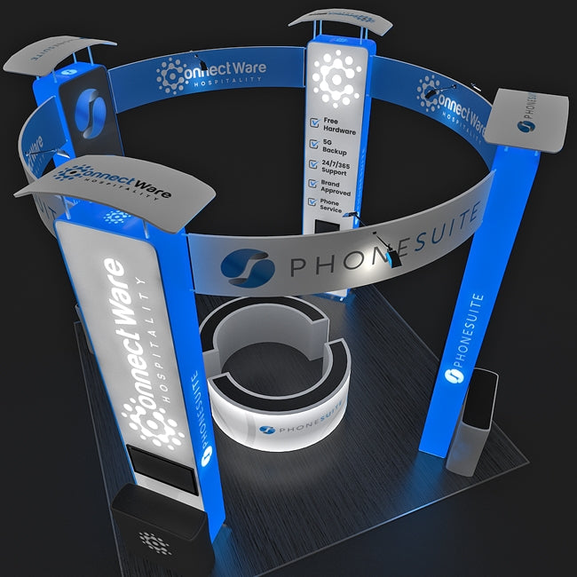 20 X 20 Trade Show Booth - Backlit Phone Suite 16ft Tall