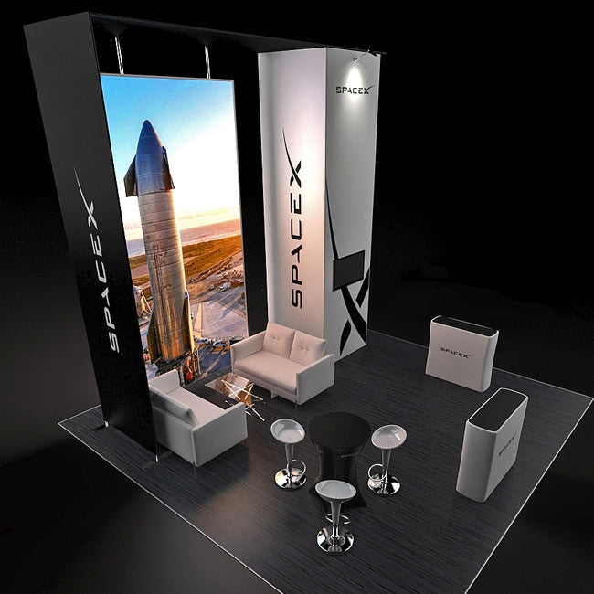 20 X 20 Tension Fabric island Trade Show Booth 16ft - Space X