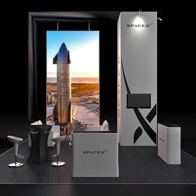 20 X 20 Tension Fabric island Trade Show Booth 16ft - Space X