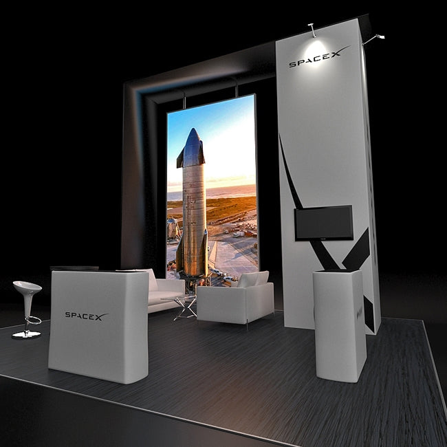 20 X 20 Tension Fabric island Trade Show Booth 16ft - Space X