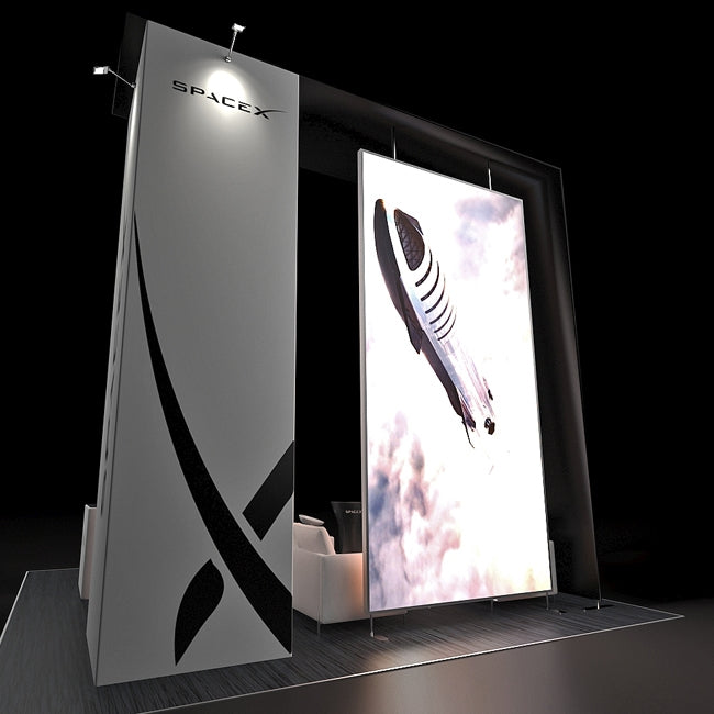 20 X 20 Tension Fabric island Trade Show Booth 16ft - Space X