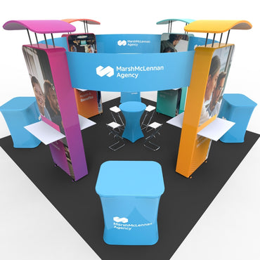 20X20 TRADE SHOW EXHIBIT ISLAND WITH 4 COUNTERS