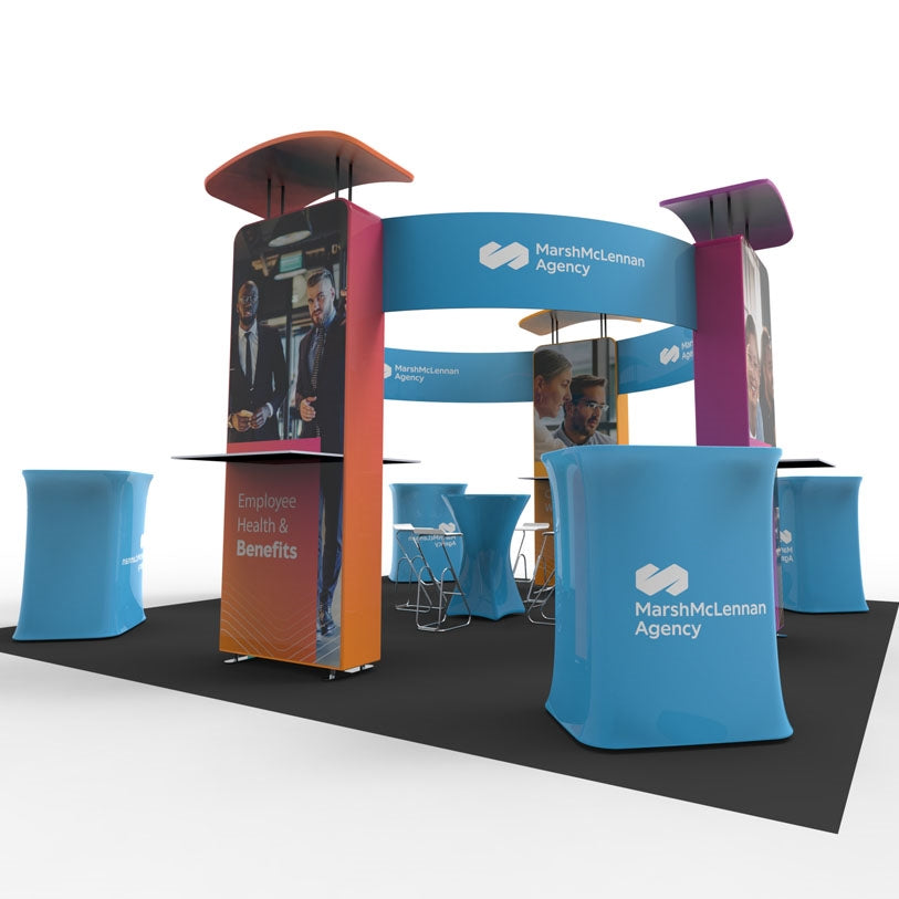 20X20 TRADE SHOW EXHIBIT ISLAND WITH 4 COUNTERS