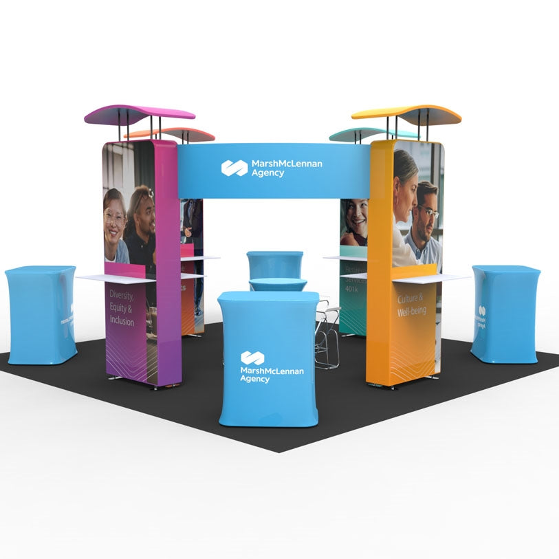 20X20 TRADE SHOW EXHIBIT ISLAND WITH 4 COUNTERS