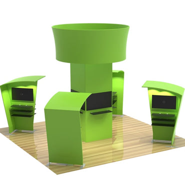 Tower 20 X 20 Trade Show Booth with 2 Custom Kiosk