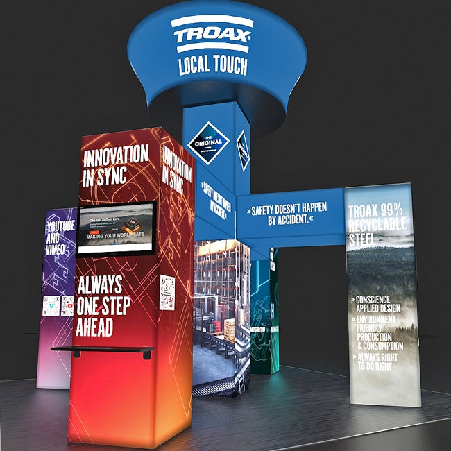 20 X 20 Island Trade Show Booth - Backlit Troax