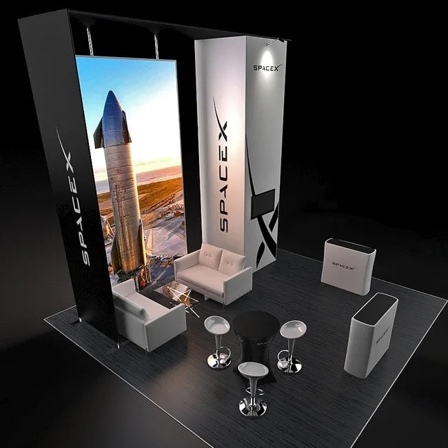 20 X 20 Tension Fabric island Trade Show Booth 12ft - Space X