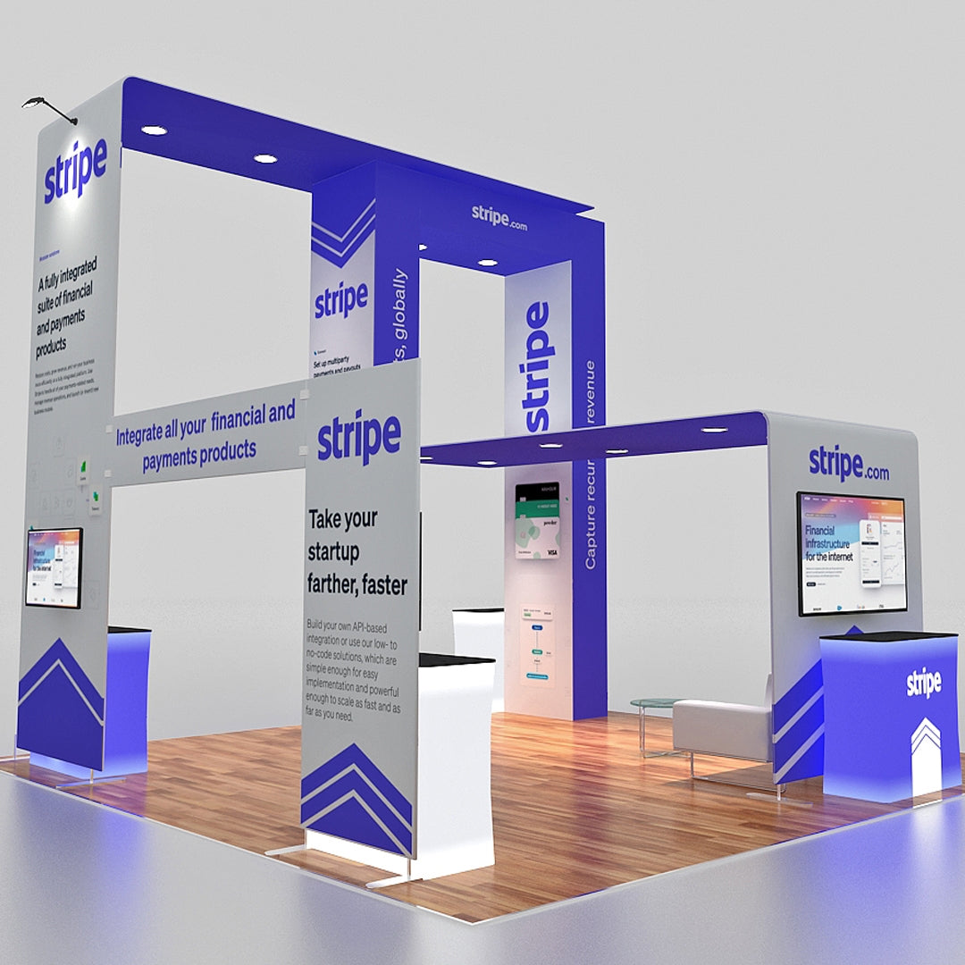 20x20 Custom Tension Fabric Exhibit Booth - Stripe