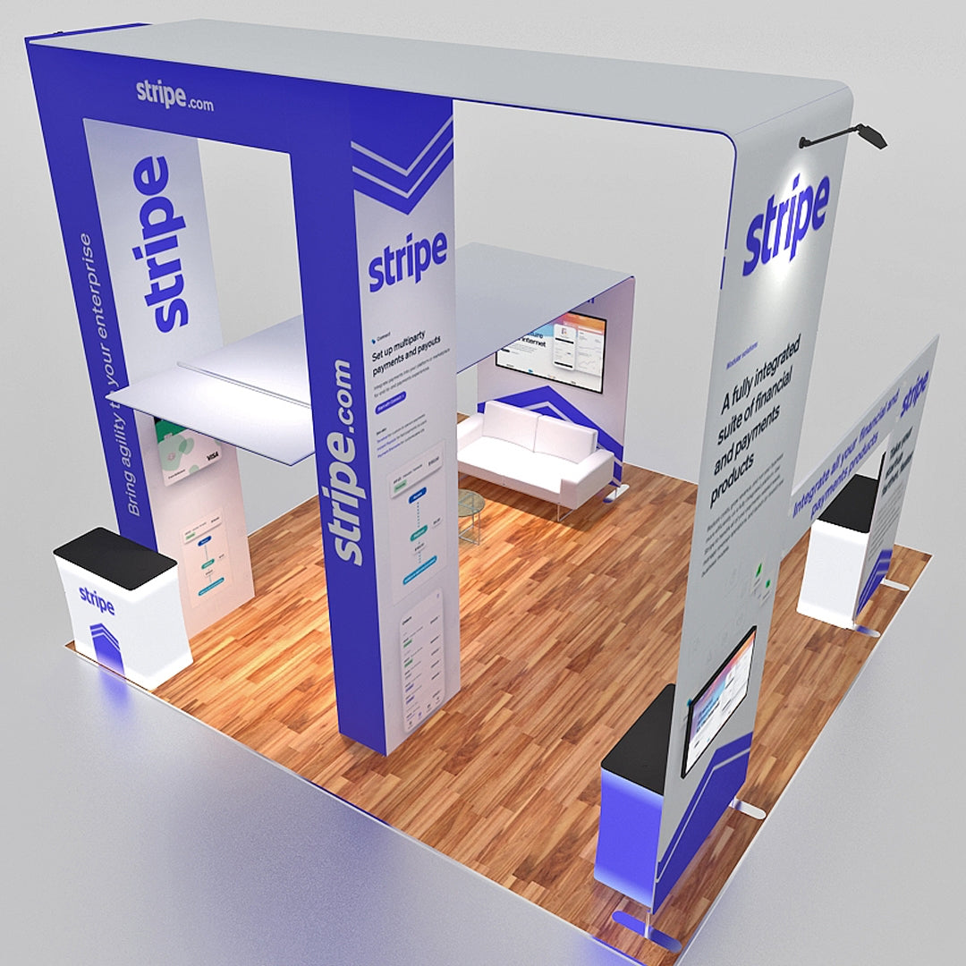 20x20 Custom Tension Fabric Exhibit Booth - Stripe
