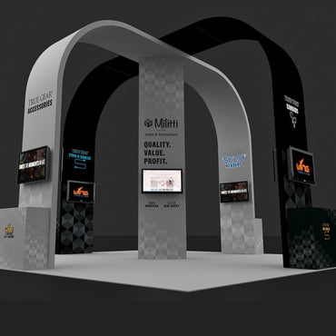 20 X 20 ft Island Booth 16 ft Tall Arch Trade Show Booth