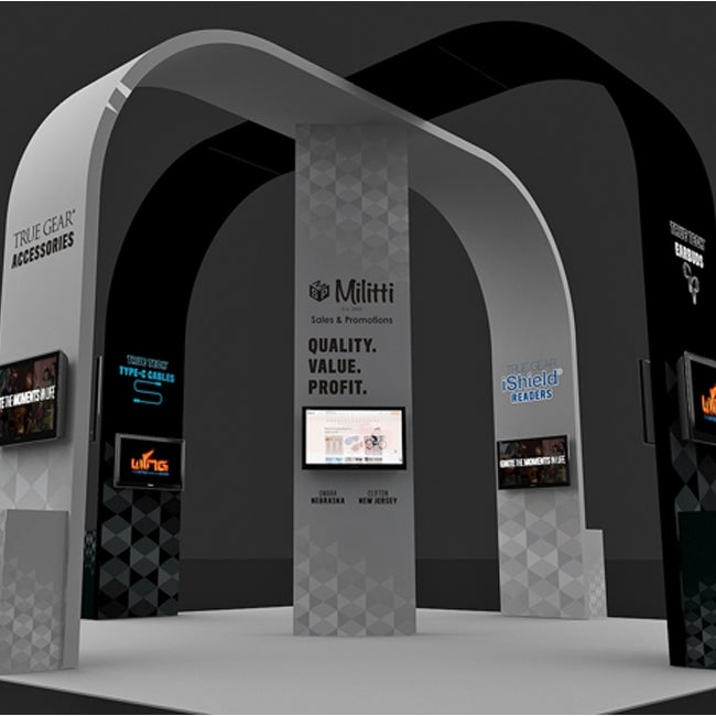 20 X 20 ft Island Booth 16 ft Tall Arch Trade Show Booth
