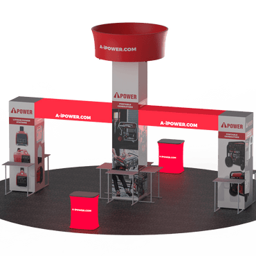 20 X 20 - 16ft tall Backlit Trade Show Booth with Hanging Sign