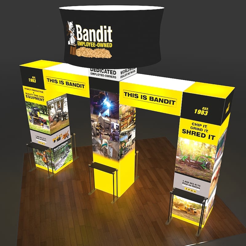 20 X 20 - 16ft tall Backlit Trade Show Booth with Hanging Sign