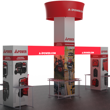 20 X 20 - 16ft tall Backlit Trade Show Booth with Hanging Sign