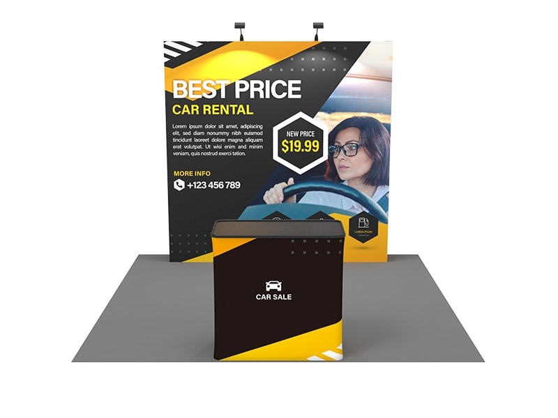 8ft Straight PopUp Now Fabric Display with Counter