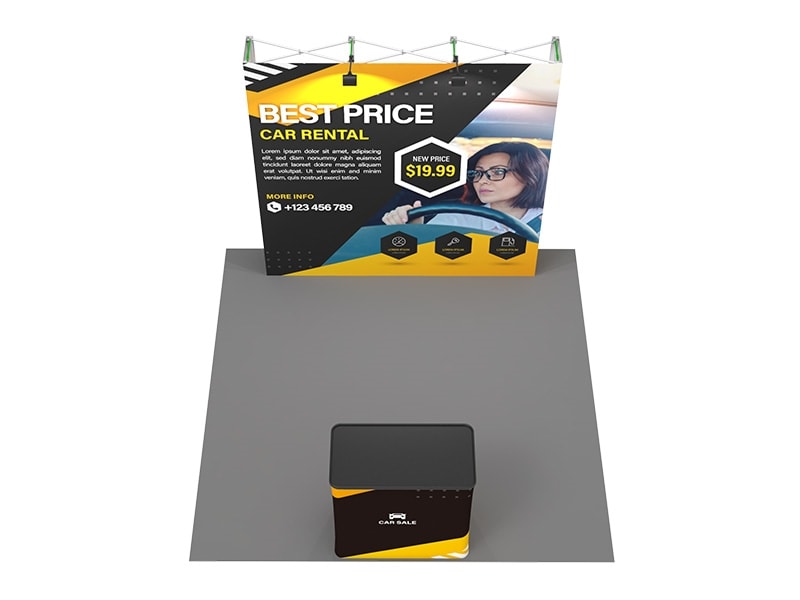 8ft Straight PopUp Now Fabric Display with Counter