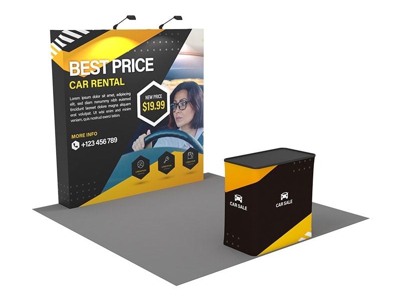 8ft Straight PopUp Now Fabric Display with Counter