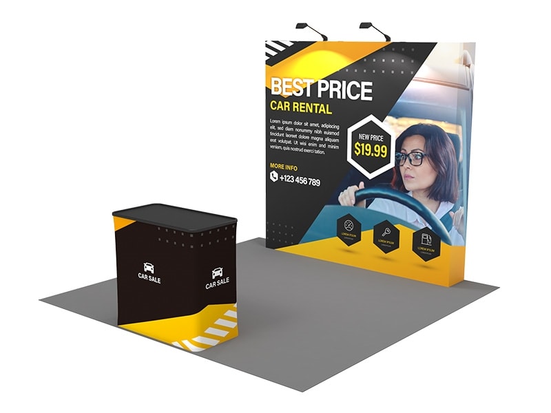 8ft Straight PopUp Now Fabric Display with Counter
