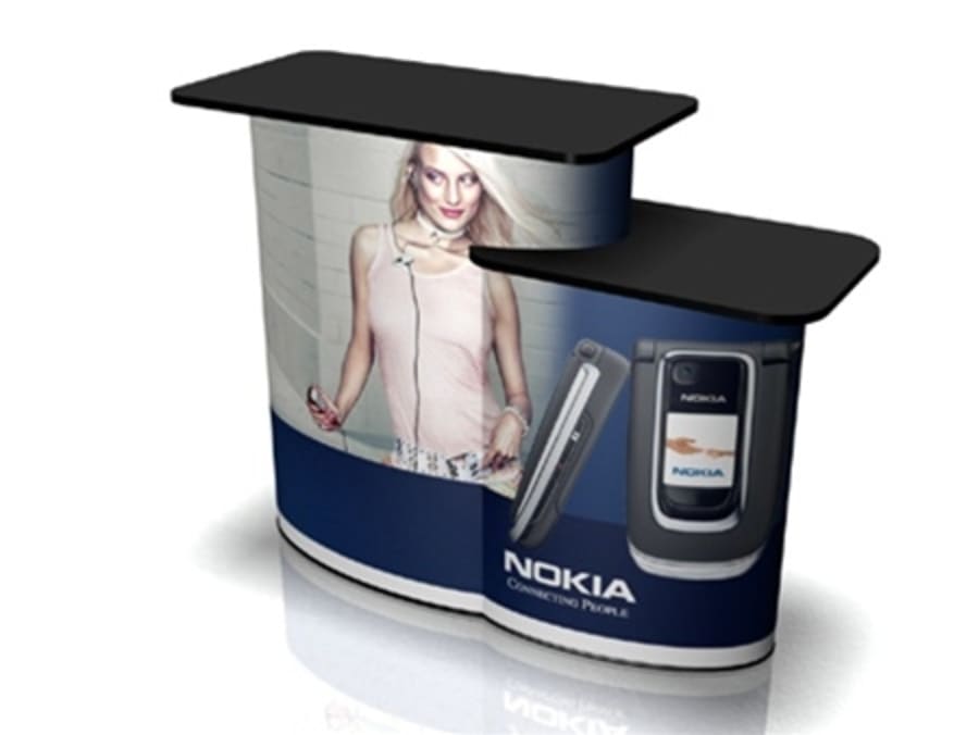 SOLO COMPUTER BOOTH PODIUM WITH GRAPHIC