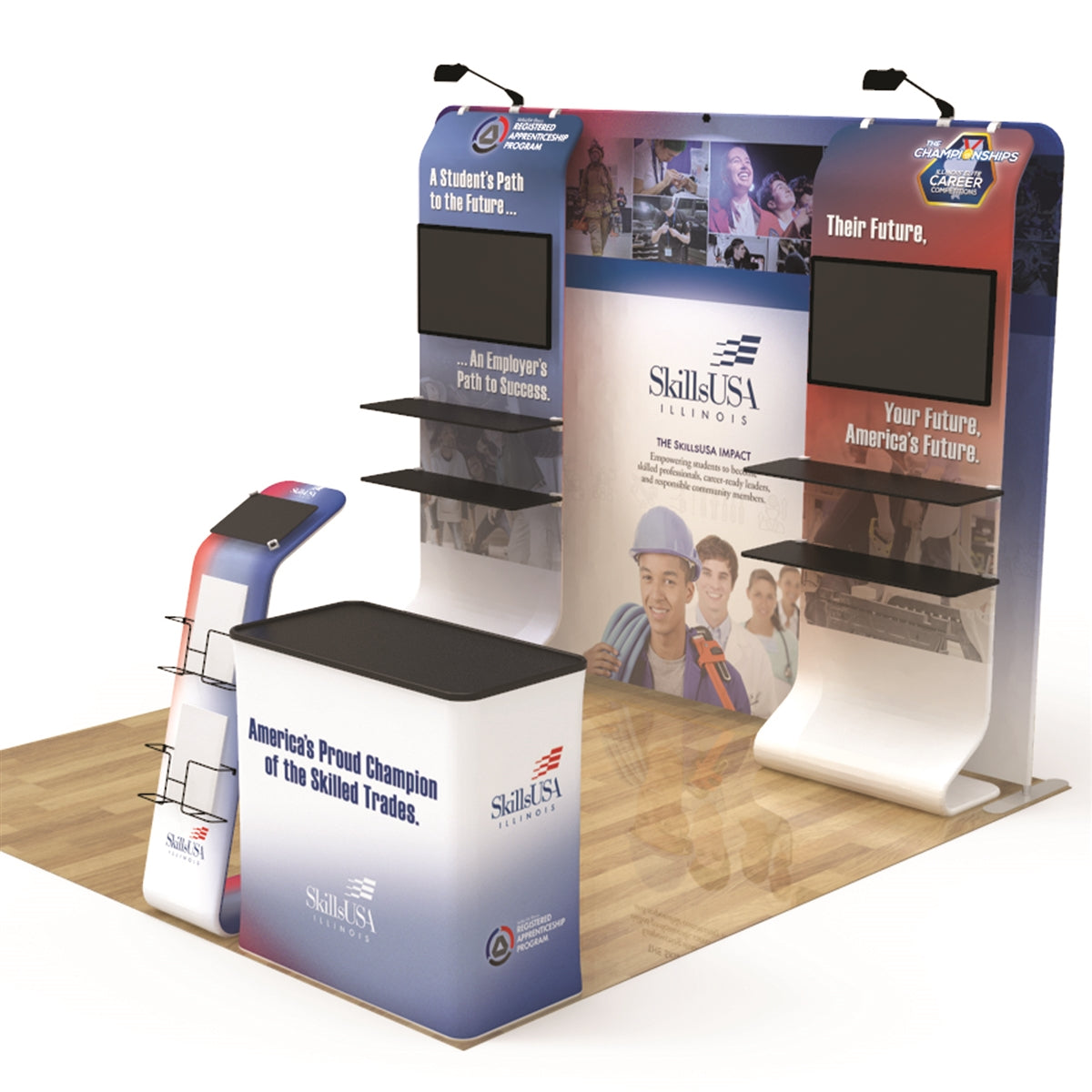 10FT TENSION FABRIC DISPLAY WITH MONITOR MOUNTS