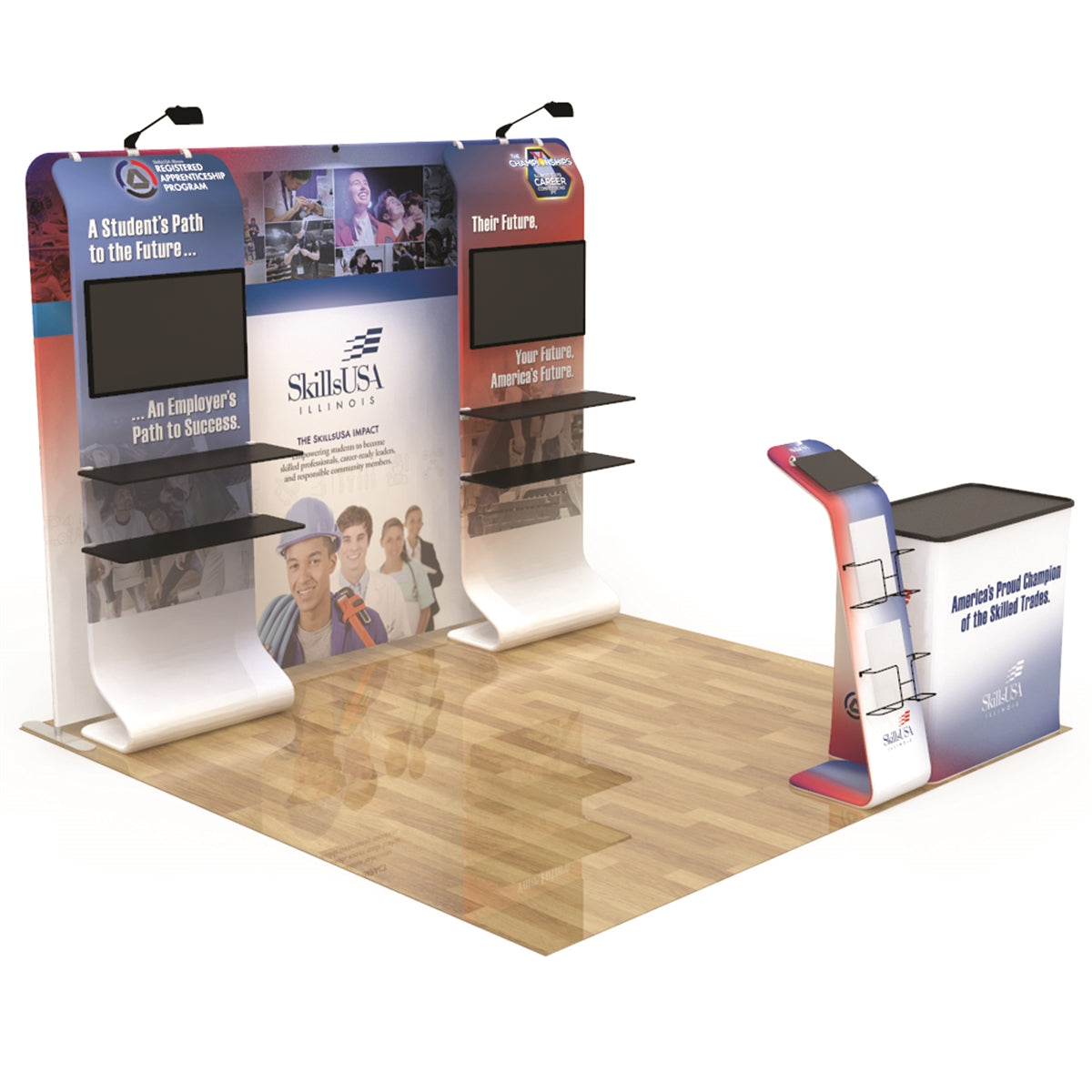 10FT TENSION FABRIC DISPLAY WITH MONITOR MOUNTS
