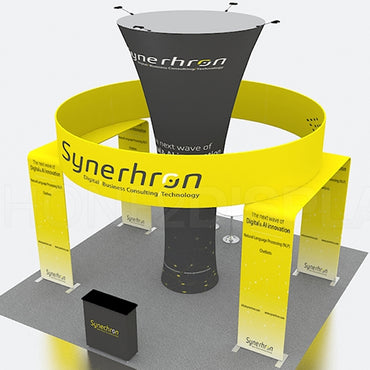 20x20 - Synerhron Tension Fabric Exhibit Booth - 12ft Tall