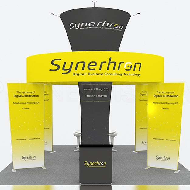20x20 - Synerhron Tension Fabric Exhibit Booth - 12ft Tall