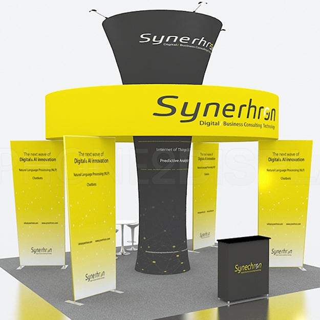 20x20 - Synerhron Tension Fabric Exhibit Booth - 12ft Tall