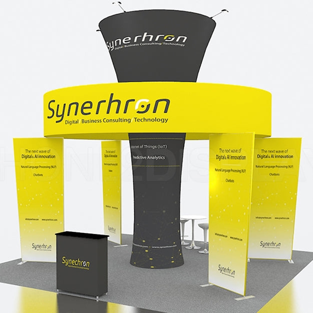 20x20 - Synerhron Tension Fabric Exhibit Booth - 12ft Tall