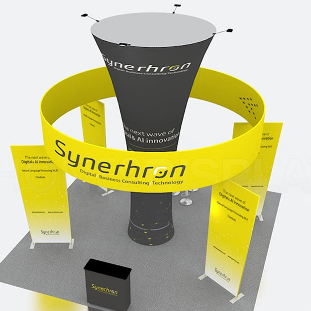 20x20 - Synerhron Tension Fabric Exhibit Booth - 12ft Tall